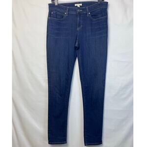 Eileen Fisher Women's Size Small Blue Tapered Zip Front Preppy Denim Jeans